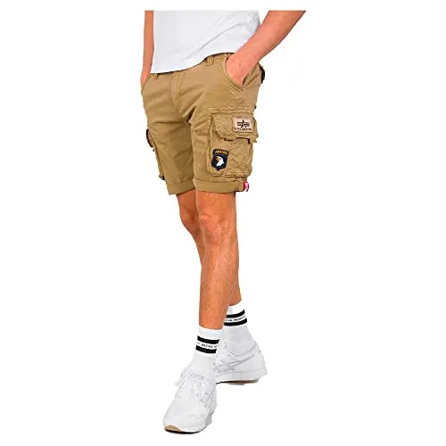 Alpha Industries Cargoshorts Crew Short Patch Beige 32 - Herren-Stoffhosen mit elastischem und pflegeleichtem Material, ideal für lässige Outfits und Freizeitaktivitäten.