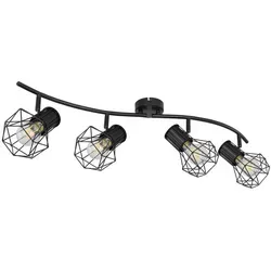 Globo 54017-4 Deckenleuchte Esszimmer Spot Strahler - Moderne Deckenleuchte im eleganten Käfig-Design mit vier beweglichen Spots, ideal für individuelle Lichtgestaltung in Ihrem Esszimmer oder Flur.
