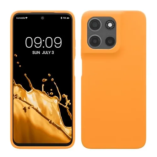 kwmobile Handyhülle für Motorola Moto G15 Hülle - Case Silikon - Kabelloses Laden - Schutzhülle Cover in Fruity Orange