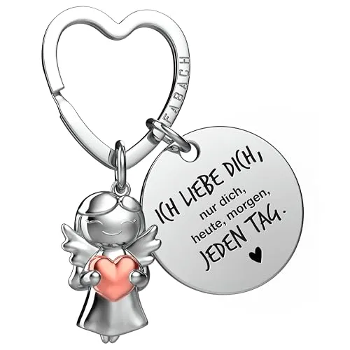 FABACH Schutzengel Schlüsselanhänger mit Herz und Gravur von FABACH