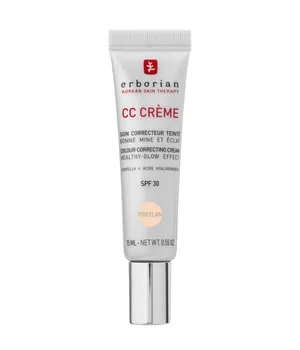 Erborian CC Creme Porcelain 15 ml - Abdeckartikel mit innovativer Colour-Correcting-Technologie für einen ebenmäßigen Teint, angereichert mit Hyaluronsäure und Centella Asiatica für 24h Feuchtigkeit und LSF 30 zum Schutz vor UV-Strahlen.