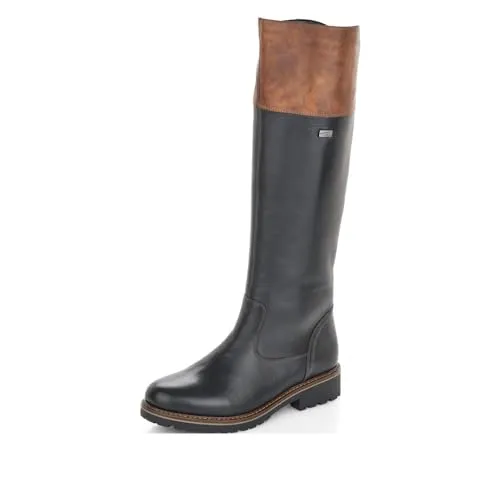 Remonte Damen R6581 Stiefelette - Schwarz (black brown 02), eleganter Blockabsatz und bequemer Reißverschluss für stilvolle Wanderungen