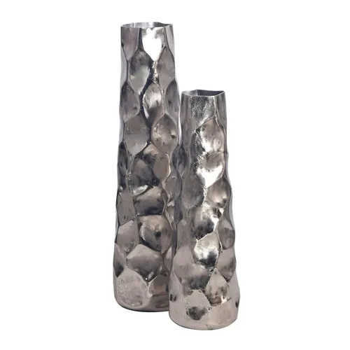Wohnling Deko Vase 2er Set Aluminium Silber - Elegante Blumenvase im Hammerschlag-Design, handgefertigt aus massivem Aluminium – ein zeitloses Deko-Highlight für jedes Zuhause.