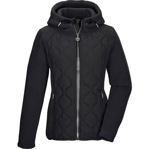 KILLTEC Damen Unterjacke KSW 108 WMN FLC JCKT - Mäntel & Jacken: Stylische Hybrid-Fleecejacke, ideal als Übergangsjacke oder Midlayer, mit regulierbarer Kapuze und praktischen, verschließbaren Seitentaschen aus recyceltem Material.
