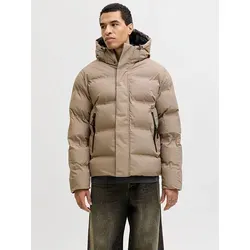 Jack & Jones Steppjacke Beige - XL mit Kapuze - Beige Steppjacke von Jack & Jones mit recyceltem Polyester, praktischer Kapuze und seitlichen Reißverschlusstaschen für optimalen Komfort und Stil.