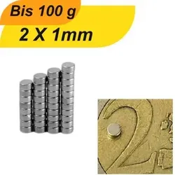Neodym Magnet 2mm x 1mm - Hochleistungs-Scheibenmagnet - Kompakter Neodym Magnet mit 2x1mm für starke Haftkraft. Ideal für kreative DIY-Projekte und vielseitige Anwendungen im Haushalt oder Gewerbe.