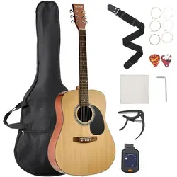 VEVOR Dreadnought Akustik Gitarre 41 in / 1041,4 mm Anfängerpaket für Erwachsene Natur