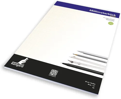 kangaro Millimeterpapier-Block DIN A3 80 g/qm 25 Blatt von kangaro