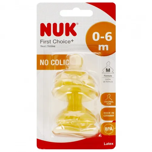 NUK Smoczek do butelki lateksowy 0-6m M First Choice op.2 szt. 10 4008600208709