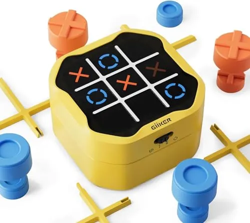 GiiKER Tic Tac Toe Bolt-Spiel – 3-in-1 Handheld-Puzzle - Handkonsolen – Drei Spiele in einem für 1-4 Spieler, ideal für Reisen und Familienspaß. Fördert kritisches Denken und ist das perfekte Geschenk für Kinder ab 3 Jahren.