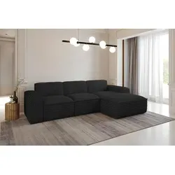 Kaiser Möbel Ecksofa Siena L-Form, Schwarz - Ecksofa Siena L-Form – Bequem und stilvoll mit hochelastischem Schaumstoff für optimale Unterstützung. Perfekt für moderne Wohnzimmer und vielseitig anpassbar.