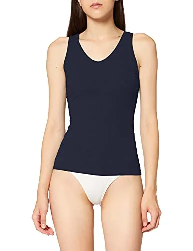 Schiesser Damen Unterhemd Trägertop, Gr. 36, Blau (Nachtblau 804)