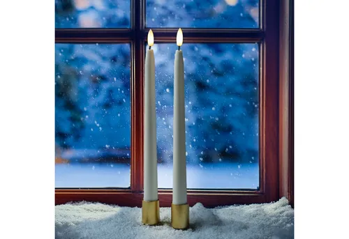 MARELIDA LED-Kerze LED Stabkerzen Outdoorkerzen Timer H: 28cm weiß für Innen/Außen (2-tlg)