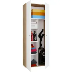 VCM Besenschrank 6 Fächer - Bürostühle - Praktischer Mehrzweckschrank mit 6 Fächern für optimalen Stauraum und einem speziellen Staubsauger-Fach, Maße: B. 70 x H. 178 x T. 40 cm.