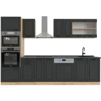Vicco Küchenzeile R-Line, Anthrazit Landhaus / Goldkraft Eiche, 300 cm - Küchenzeilen mit modularer Anpassbarkeit, ideal für individuelle Küchenkonfigurationen. In verschiedenen Farben erhältlich, passt perfekt in jeden Raum!