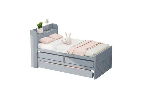 Flieks Polsterbett 140x190cm mit LED und Stauraum