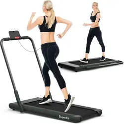 COSTWAY 2 in 1 Laufband mit APP & Fernbedienung | Bluetooth | 1-12 km/h | LED Display | Handyhalterung | klappbar | bis 120 kg belastbar Grün - Grün/Schwarz