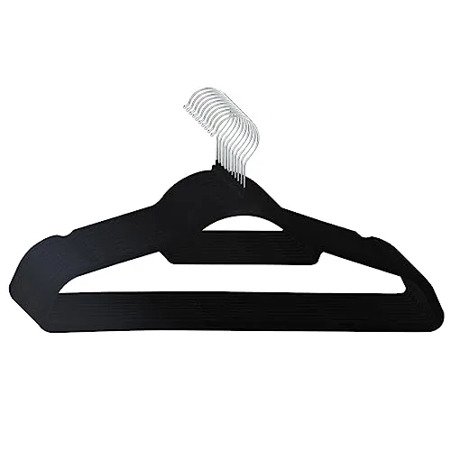 SVITA Kleiderbügel 10er Set Anzugbügel Platzsparend rutschfest Samt Schwarz