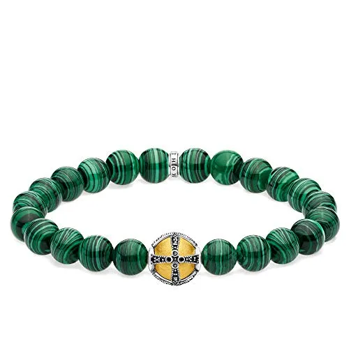Thomas Sabo Unisex-Armband Kreuz grün 925 Sterlingsilber gelbgold vergoldet A1930-555-6-L16