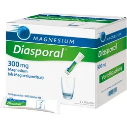 Magnesium Diasporal 300 mg Trinkgranulat 100 St - Magnesium Ergänzung zur Behandlung von Magnesiummangel, schnell löslich mit leichtem Orangengeschmack. Ideal für Veganer, gluten- und laktosefrei, nur 1 x täglich einnehmen.