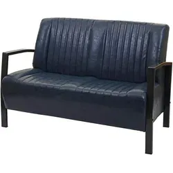 Mendler 2er Sofa HWC-H10 - Vintage grau Zweisitzer im Industrie-Design - Sofas & Couches mit hochwertiger Optik, bequemer Polsterung und einer Belastbarkeit von 260 kg, ideal für Wohnzimmer, Bars oder Cafés.
