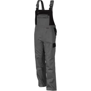 Qualitex Arbeitshose Latzhose für Herren, grau, Größe 48 - Arbeits- & Schutzkleidung mit doppeltem Brustlatz, zahlreichen Taschen und verstellbarem Bund für optimalen Komfort und Funktionalität.