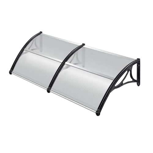 TRUTZHOLM Vordach 100 x 200 cm Schwarz - Außenanbau mit stabiler Polycarbonat-Doppelstegplatte, die splitterfrei und temperaturbeständig ist. Ideal für Haustür, Fenster oder Balkon - schützt vor Witterung und verleiht Stil.