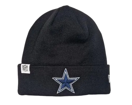 New Era Dallas Cowboys NFL Loop Label Knit Beanie - Schwarz - Stylische schwarze Beanie der Dallas Cowboys von New Era | Offizielles Lizenzprodukt der NFL mit gesticktem Teamlogo und NFL-Label | Ideal für kalte Tage und ein Must-Have für alle NFL-Fans | Einheitsgröße für alle Geschlechter | Hoher Tragekomfort und langlebig.