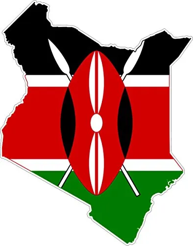 Akachafactory Selbstklebend Wandtattoo Sticker, Auto Vinyl Flagge Karte Kenia kenianische