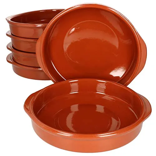 MamboCat Tapas-Schale 6er Set Cazuela Bernd XXL Ø 25,5cm - Snackschalen aus handgefertigtem Ton, ideal für vielseitiges Servieren von warmen und kalten Speisen, hitzebeständig bis 800 °C und spülmaschinengeeignet.