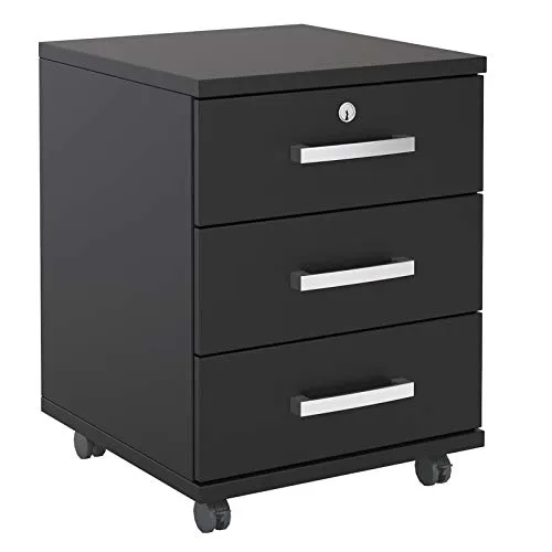 CARO-Möbel Rollcontainer Vancouver, schwarz, abschließbar mit 3 Schubladen - Praktischer Rollcontainer für Büro und HomeOffice, mit 3 Schubladen für optimalen Stauraum. Abschließbare oberste Schublade schützt Ihre Wertsachen. Leicht beweglich durch verstärkte Rollen, ideal für flexibles Arbeiten.