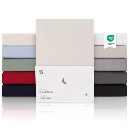 Blumtal® Premium Topper Spannbettlaken 160x200cm Jersey - Oeko-TEX zertifiziertes Spannbettlaken Topper bis 10cm - Elfenbein