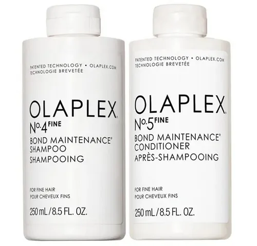 Olaplex Haarpflege-Set No. 4 FINE & No. 5 FINE – Volumen Shampoo & Conditioner, 2-tlg. - Das Olaplex Set mit No. 4 FINE Shampoo und No. 5 FINE Conditioner bietet gezielte Pflege für feines Haar. Die spezielle Formel sorgt für mehr Volumen und Fülle, ohne das Haar zu beschweren.