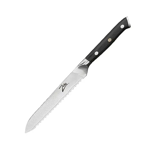 Zelite Gezacktes Kochmesser 14 cm - Kochmesser aus 67 Lagen japanischem Edelstahl, handgeschärft nach traditioneller Methode. Ideal für Hobby- und Profiköche, scharf und ergonomisch für müheloses Schneiden.