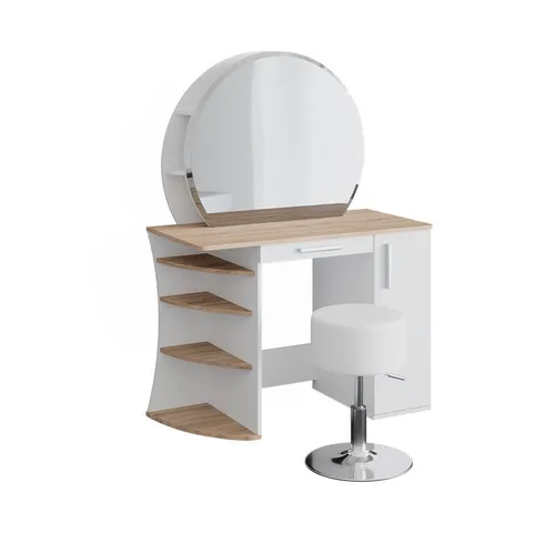 Vicco Schminktisch Almina, Weiß/Sonoma, 100 cm mit Hocker in weiß von Vicco