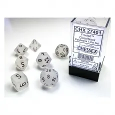Chessex Würfel - Frosted Clear/black (7-Würfelset) 292520
