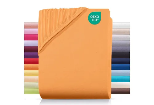 Carpe Sonno Spannbettlaken Jersey 90x200 - 200x200, 100% Baumwolle, Orange - Das Carpe Sonno Spannbettlaken aus 100% Baumwolle bietet strapazierfähigen Komfort und einen faltenfreien Sitz dank Rundumgummi. Pflegeleicht und hautsympathisch, ideal für Ihr Schlafzimmer.