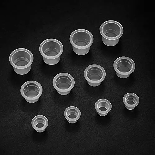 Xiaheipi 400 Stück Tattoo Farbkappen Cups, Tätowierfarben Ink Becher, Tinte Becher Pigment Behälter, Plastikbecher