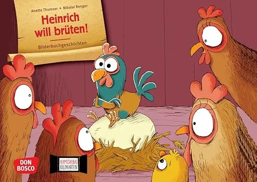 Heinrich will brüten! Kamishibai Bildkartenset - Kindergarten- & Vorschulpädagogik: Fördert Toleranz und Selbstbewusstsein mit der humorvollen Geschichte vom brütenden Hahn Heinrich. 20 Bildkarten für spannendes Erzähltheater!