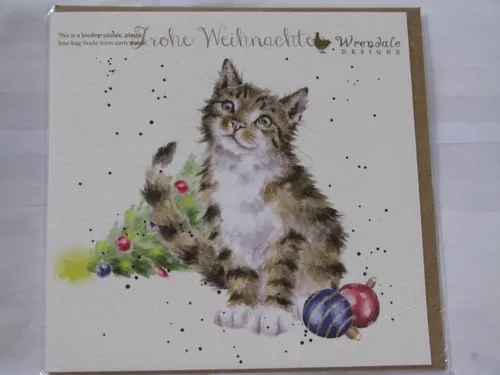 Wrendale Designs Klappkarte Grußkarte Weihnachten Cat  süße Katze