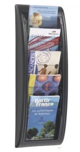Paperflow Wandprospekthalter 1/3 DIN A4 (4062.01) Schwarz 180x95x650mm 5 Fächer