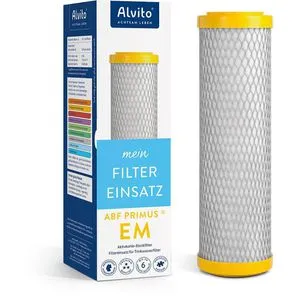 Alvito Ersatzfilter ABF Primus EM Blockfilter - Wasserfilterkartuschen für Trinkwasser, mit 10% EM-Keramik-Anteil für weicheres und vitaleres Wasser, entnimmt Schadstoffe wie Schwermetalle und Pestizide, ideal für Carbonit und Alvito Systeme.