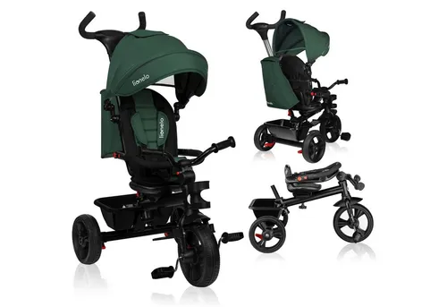 LIONELO Haari 2in1 Dreirad für Kinder - Dreirad mit Schubstange, wächst mit dem Kind und bietet Sicherheit durch 3-Punkt-Gurte. WARTUNGSFREIE GUMMIRÄDER und verstellbares Vordach für optimalen Komfort.