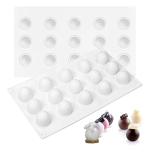 Holzsammlung 2 Stück Silikonform Kugel, Silikon Form Kugel Trüffelkugeln Silikonform Kugelform Schokolade Silikon Dessert, Pralinenform Rund Klein Backform Kuchen Dekoration