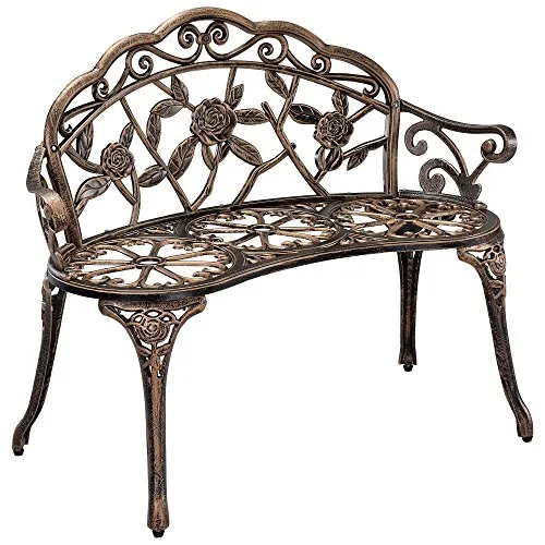 casa.pro Gartenbank Monfalcone - Wetterfeste 2-Sitzer-Bank aus Aluminiumguss - Bänke mit elegantem, nostalgischem Charme – ideal für Garten, Terrasse oder Wintergarten, wetterfest und langlebig für entspannte Stunden.