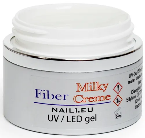 LED UV Fiberglasgel 55ml - Milky Creme Aufbaugel - Hochwertiges, milchiges Einphasengel für künstliche Nägel. Ideal für stabile und langlebige Nagelmodellagen, einfach in der Anwendung.