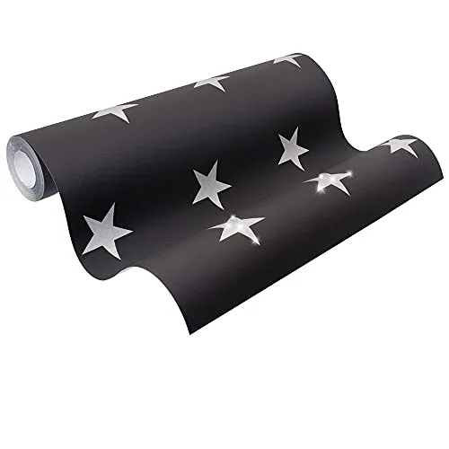 Vliestapete Sterne Stern Glitzer schwarz silber HOMEFACTO:RI 34760-5