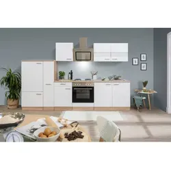 Respekta Economy Küchenzeile KB300ESWS 300 cm Weiß-Eiche Sägerau