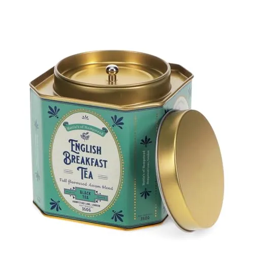 Rex London English Breakfast Teedose, Metall, Achteckig, Vintage-Design, 10,4 x 10,4 x 10,4 cm ca. 350 g loser Tee (je nach Teesorte)