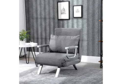 3-in-1 Schlafsofa Schlafsessel Klappbett Grau - Praktisches Schlafsofa mit Armlehne, ideal für Gäste. Kompakt und vielseitig, mit stabilem Metallrahmen und elegantem grauen Design, perfekt für jedes Wohnzimmer.